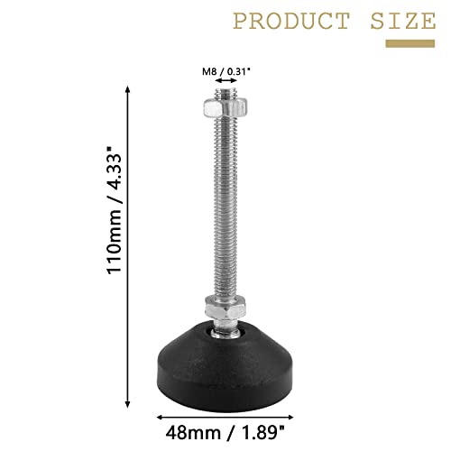 Bonsicoky M8 Metal Adjustable Leveling Feet, Black, 4.3" x 1.9" - size: M8,4.3" Height