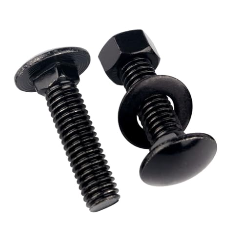 6 Sets 3/8-16 x 1-1/4" Carriage Bolts Screws Round Head Square Neck and Hex Nuts, Flat Washers 304 Stainless Steel 18-8 Full Thread, Black - color: Black, size: 3/8-16 x 1-1/4" (6 Sets)
