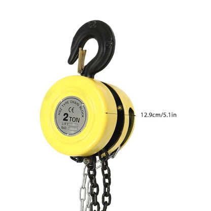 Manual Lever Chain Hoist, 2 Ton 4409Lbs 10 Ft Load Chain Manual Chain Hoist, 2 Heavy-Duty Hooks Hand Chain Hoist for Most Industrial Fields, Yellow - style: Yellow
