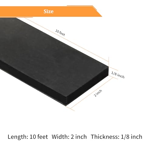 DOBTIM Solid Neoprene Rubber Strips with Adhesive Backing 1/8 (.125)" Thick x 2" Wide x 10' Long, Self Adhesive Rubber Sheets, Rolls & Strips for DIY Gaskets Crafts Pads Seals Warehouse Flooring - size: 2" X 10', style: .125" thick (Adhesive）