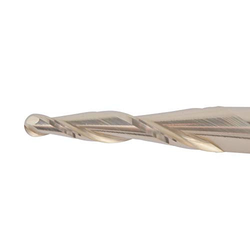 SpeTool Tapered Ball Nose End Mill 1/4" Shank with 1/16" Cutting Radius for 3D Carving Engraving Router Bit, ZrN Coated - size: Dia.=1/8