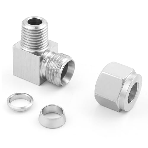 Yoebor Stainless Steel Compression 90 Degree Male Elbow 1/2" OD x 1/4" MNPT - size: 1/2" OD x 1/4" Mnpt