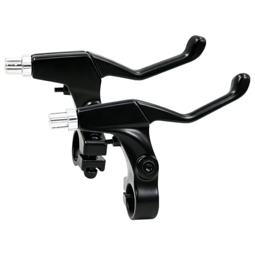 Bike Brake Lever Set for V-Brake, Universal Aluminum Alloy Bicycle Brake Handles with Return Spring, 2-3 Finger Design, Compatible with Mountain Bike,City Bike and Kids Bike, Black, 1 Pair