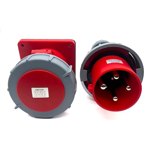 1Set 125A 4Pin Male+Famale Flush-Mounted Receptacle Connector(Compatible with 100amp),Industrial Waterproof Concealed Socket,IP67 Aviation 3phase Plug&Socket,IEC60309 3P+E 6H - style: 4Pin Flush-mounted Set