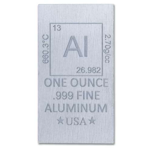 1 oz Aluminum Bar (Flat Style) .999 Pure Paperweight - color: Aluminum