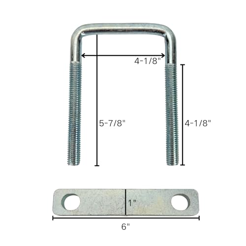 4 Pack Square U-Bolt for Trailer- Fits 4 Inch Wide Leaf Springs, Galvanized Steel Clamp Set, Secure Fit for Truck, Boat and Trailers - size: Fits Up To 4 Inch Wide Leaf Springs