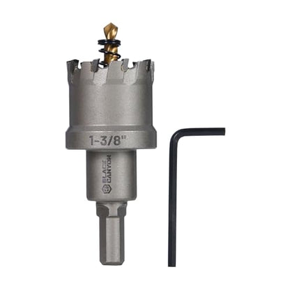 BLACK CANYON 1-3/8" Carbide Hole Saw, Doubling as Hole Saw & Drill bit with 3-Flat Shank and YG10X Carbide Cutter Head. Ideal for Stainless Steel, Aluminum, Carbon Steel - size: 1-3/8 inch