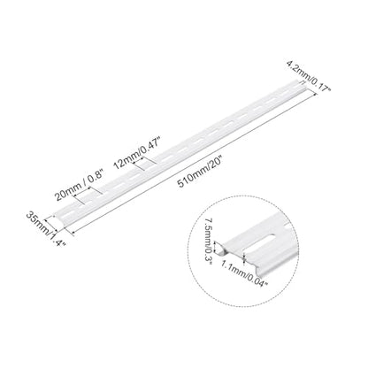 MECCANIXITY DIN Rail Slotted Aluminum Mounting Guide 20 Inch x 1.4 Inch x 0.3 Inch for Equipment Installation Pack of 5 Pcs - size: 20 Inch x 1.4 Inch