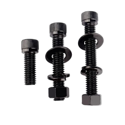1/2-13 x 3 Socket Head Cap Screws Allen Hex Bolts with Hex Nuts and Flat & Lock Washers, 304 Stainless Steel Machine Thread, 4Sets Black - color: Black, size: 1/2-13 x 3" (4Sets)
