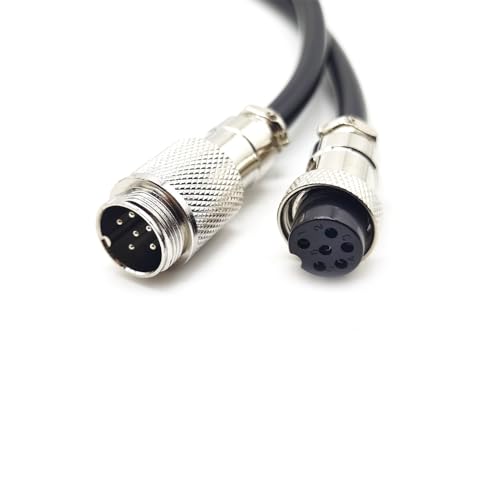 3.28 ft GX20 6 Pin Male to Female Cable, GX20 6Pins Female to Male Head Aviation Cordset Electrical Connector Panel Mount Circular Metal Adapter Cordset for Ships 5A 200V 18AWG (1meter) - size: GX20 6Pin