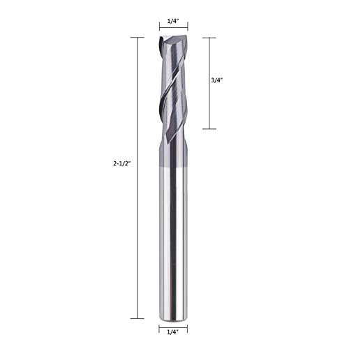 SpeTool 5PCS 2 Flutes Square Nose End Mill Set Power Milling Machine Carbide Upcut CNC Router Bits Tiain Coated, 1/4 inch Shank, 2 1/2 inches Long Overall