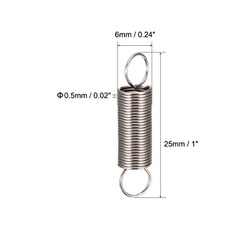 uxcell Extension Spring - 0.5mm Wire Dia, 6mm OD, 14mm Spring Length Steel Small Dual Hook Tension Spring 20pcs