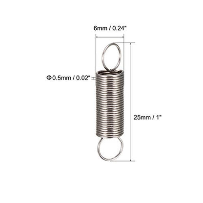 uxcell Extension Spring - 0.5mm Wire Dia, 6mm OD, 14mm Spring Length Steel Small Dual Hook Tension Spring 20pcs