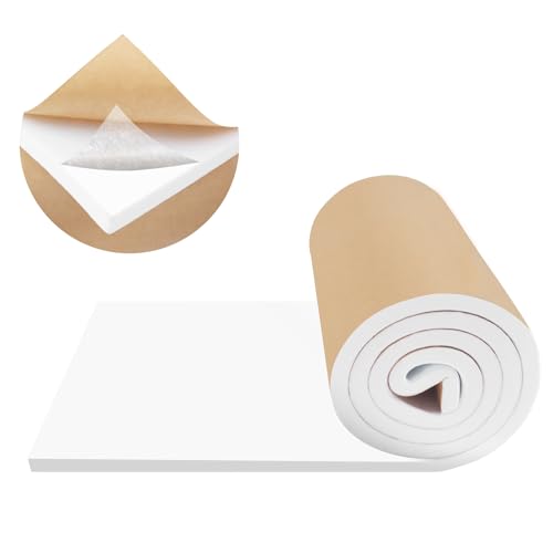 FONUNO Neoprene Foam Padding with Adhesive Closed Cell Foam, White - color: White, size: 12" Wide x 118" Long x 1/2" Thick
