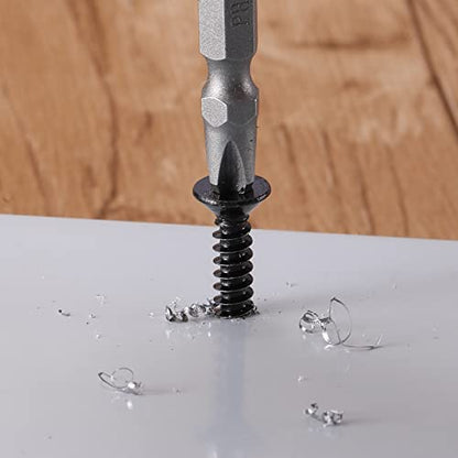 #10 x 2 Sheet Metal Screws 100Pcs 410 Stainless Steel Flat Head Fast Self Tapping Screws Black Oxide by SG TZH - size: #10 x 2"