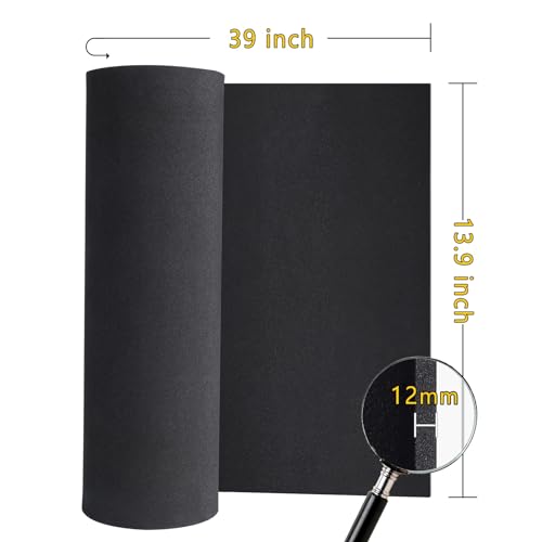 Black Eva Foam Sheets roll, Premium eva Craft Foam 12mm Thick, 13.9" x 39", High Density 86kg/m3 for Halloween Cosplay Costume, Crafts, DIY Projects by MEARCOOH - color: Black, size: Thickness-12mm