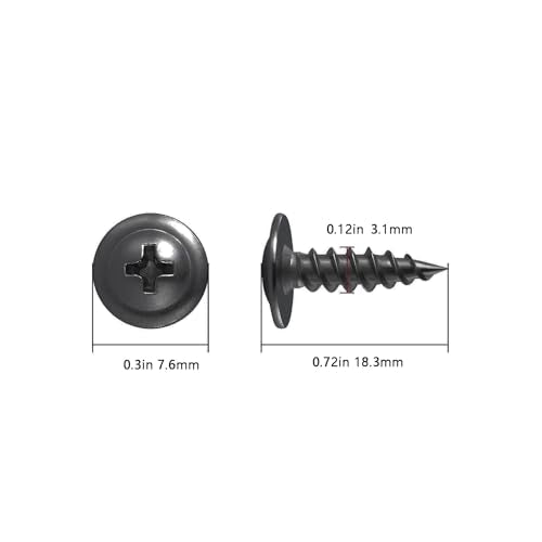 Wensilon（600 pcs）#4×5/8" Phillips Truss Head Wood Screws Black Galvanizing Quick Metal Self Tapping. - color: Black, size: #4×5/8"