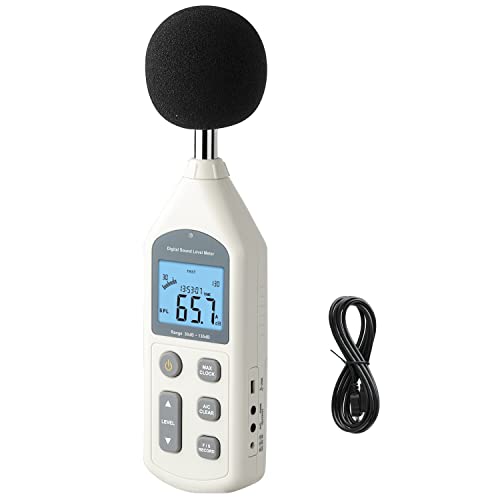 Decibel Meter, Professional Sound Level Meter with Backlight Display, USB Available SPL Meter 30 to 130dB, EC651 & ANSI S1.4 Standards A/C Weighted Sound Meter, Noise Meter with Records to 4700 - color: USB Version