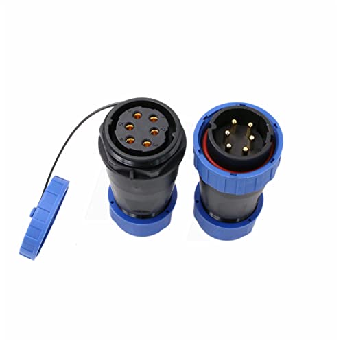 TY28 6 Pin 25A Aviation Waterproof Screw Crimp Connector Male Female Bulkhead Plug Receptacle Quick-Disconnect for Electrical Power Device - color: In-line Mount, size: 6 Pin 25A