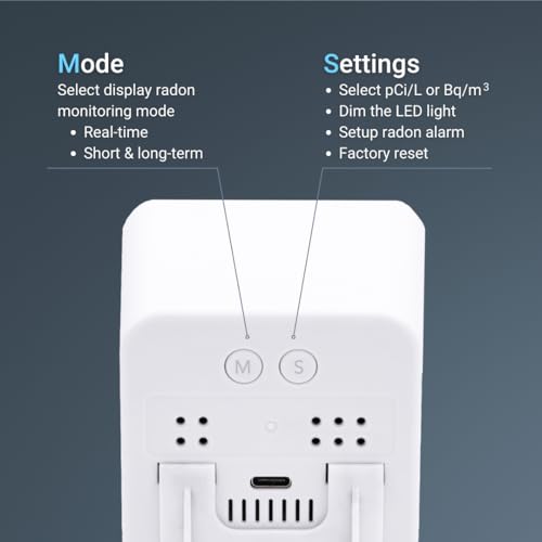 Ecosense Digital Radon Detector for Home, Plug-in, Display, EB100 - color: White