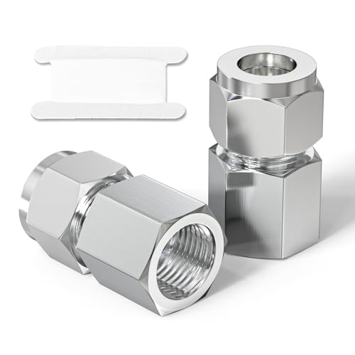 TAISHER 2PCS 304 Stainless Steel Compression Tube Pipe Fitting Connector, 1/2" Tube OD x 1/2" NPT Female Straight Adapter - size: 1/2" OD x 1/2" FNPT