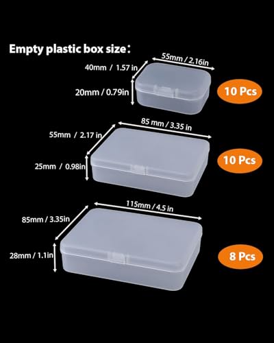 LJY 28 Plastic Boxes, 3 Sizes for Buttons - color: Frosted