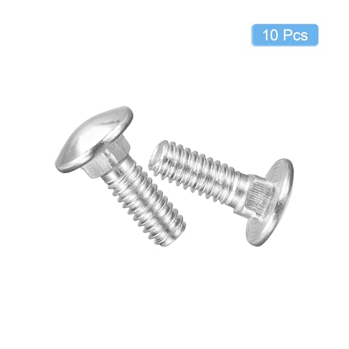 uxcell 1/4-20x5/8 Carriage Bolt, 10pcs Round Head Square Neck Screws, 304 Stainless Steel, Fully Threaded, Silver - size: 1/4-20x5/8"