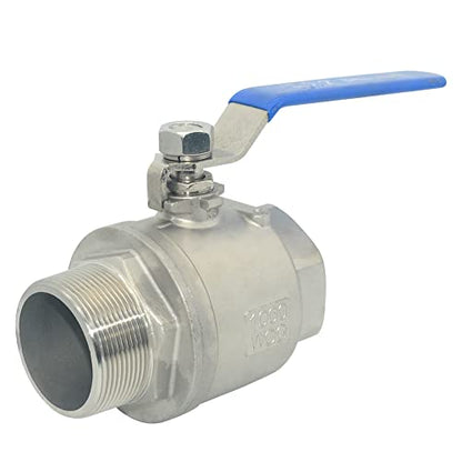 1Pcs 2 Inches Ball Valve - Full Port Heavy Duty Male NPT (MNPT) X Female NPT (FNPT) Thread with Long Handle Switch,Stainless Steel 304 for Water, Oil, and Gas,1000WOG - size: 2 Inch