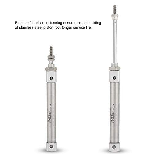 Oumefar 45mm Stroke Pneumatic Cylinder Piston Double-Acting Air Cylinder Single Threaded Rod M4*0.7 Stainless Steel Cylinder with Matching Nuts