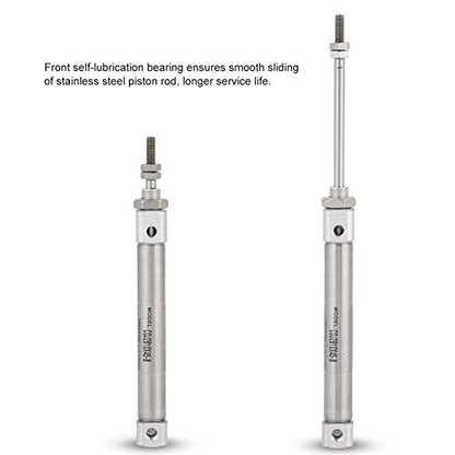 Oumefar 45mm Stroke Pneumatic Cylinder Piston Double-Acting Air Cylinder Single Threaded Rod M4*0.7 Stainless Steel Cylinder with Matching Nuts
