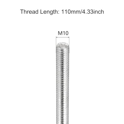 TOP-VIGOR 5Pcs M10-1.5 x 110mm Length Fully Threaded Rod, 304 Stainless Steel Right Hand Threaded Rods, Fully Studding Rod Bar for Anchor Bolts, Clamps, Hangers and U-Bolts - size: M10x110mm, 5pc