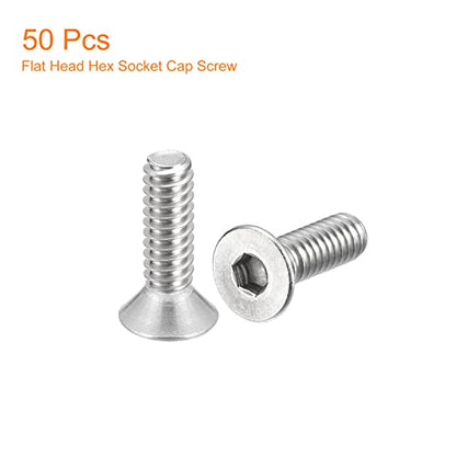 uxcell #10-24x5/8 Flat Countersunk Head Socket Cap Screws, 50Pcs 304 Stainless Steel Hex Socket Flat Head Screws, Full Thread, Countersunk Bolts - size: #10-24x5/8"
