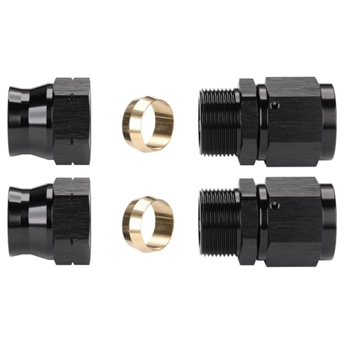 10AN Female Flare to 1/2" Hardline Compression Fitting Adapter Straight Aluminum Black 2PCS - color: Black - 2PCS, size: 10AN to 1/2"
