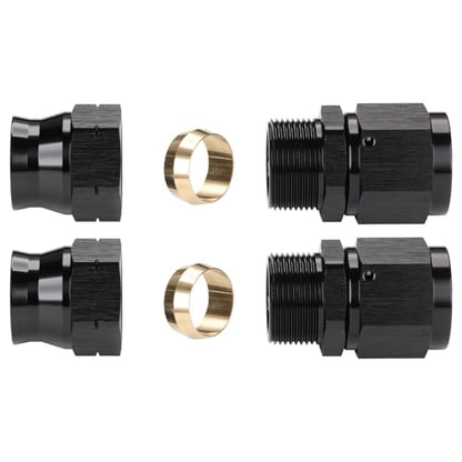 10AN Female Flare to 1/2" Hardline Compression Fitting Adapter Straight Aluminum Black 2PCS - color: Black - 2PCS, size: 10AN to 1/2"
