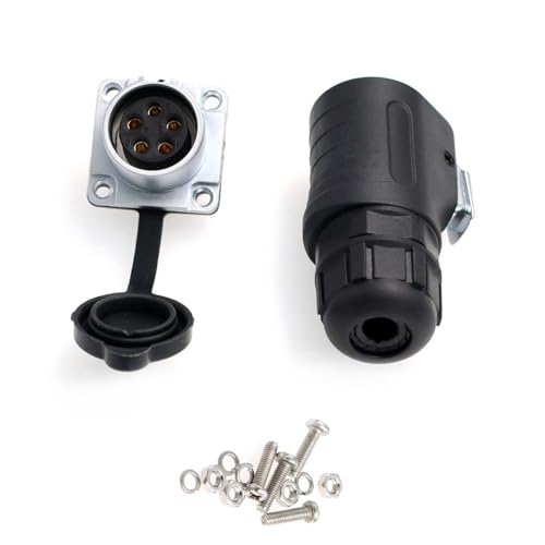 HangTon LP20 5 Pin Connector Waterproof 30 Amp Power Industrial Equipment Male Cable Plug Female Panel Mount Socket, Gold Plated Contact - color: Male Plug and Female Socket, size: 5-pin