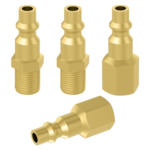 1/4-Inch NPT Brass Industrial Air Coupler Plug (4PCS)