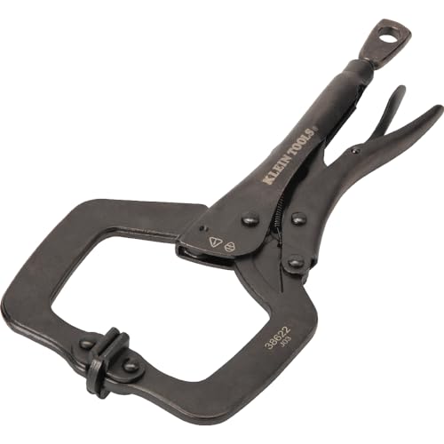 Klein Tools 38622 C-Clamp Locking Pliers with Swivel Pad Jaws, Intuitive Thumb Knob, Adjustable Clamp for Home, Shop, Woodworking, 11-Inch - style: 11-In Swivel Jaw