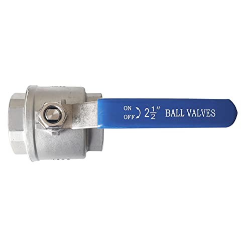 2-1/2" Full Port Ball Valves 316 Stainless Steel NPT Female Thread Ball Valve for Water, Oil, and Gas - size: 2-1/2 Inch