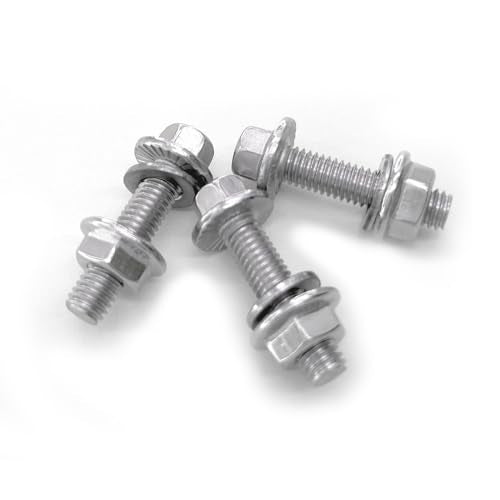 30 Sets M6x1.0-16mm Flanged Hex Head Bolts Kits, Flange Hexagon Screws, Hanger Bolts,Stainless Steel 18-8 (304), M6 Flange Bolt and Nuts,Washer for Securing Exhaust Components for Bicycle (M6x16mm) - size: M6x1.0-16mm