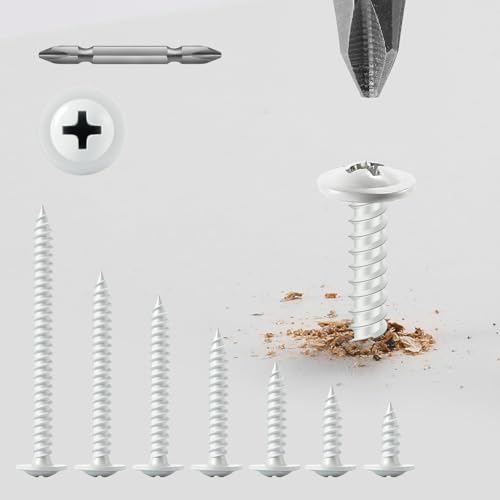 #8 x 5/8" Wood Screw 222Pcs White Alloy Steel Standard Thread Phillips Truss Head Fast Self Tapping - color: White, size: #8 x 5/8"