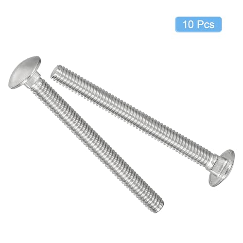 uxcell 1/4-20x2-3/4 Carriage Bolt, 10pcs Round Head Square Neck Screws, 304 Stainless Steel, Fully Threaded, Silver - size: 1/4-20x2-3/4"