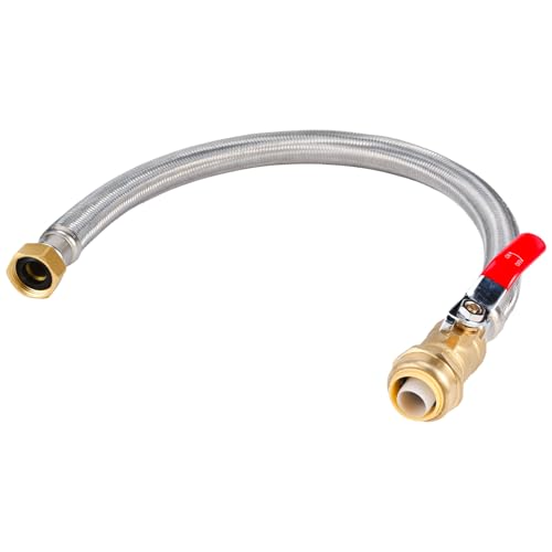 Heavy Duty 24" Braided Stainless Steel Hot Water Heater Hose – 3/4 Inch FIP x 3/4 Inch Ball Valve, Push-to-Connect Brass Fitting - size: stainless steel 3/4"Ball Valve x 3/4"FIP, 24"L