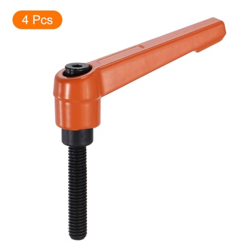 uxcell Clamping Lever Handles for Lathe, M6x32mm Male Thread Orange 4Pcs - size: M6x32mm