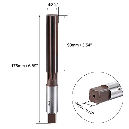 uxcell 3/4" Hand Reamer H8 Accuracy Alloy Tool Steel 8 Flutes Straight Shank Milling Cutter Tool - size: 3/4"