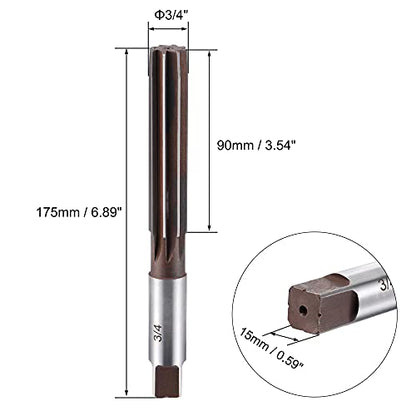 uxcell 3/4" Hand Reamer H8 Accuracy Alloy Tool Steel 8 Flutes Straight Shank Milling Cutter Tool - size: 3/4"