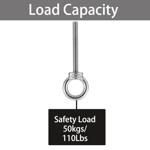 M6 Stainless Steel Eye Bolt with Nuts 4 Pack, M6 x 50mm (1/4" x 2 inch) Long Ring Shoulder Lifting Eye Bolt for Swing, Male Screw Threaded Eyebolt kit Tie Down Outdoor Indoor - size: M6x50mm (1/4"x2")