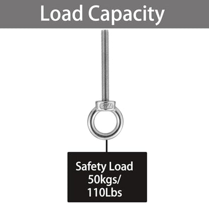 M6 Stainless Steel Eye Bolt with Nuts 4 Pack, M6 x 50mm (1/4" x 2 inch) Long Ring Shoulder Lifting Eye Bolt for Swing, Male Screw Threaded Eyebolt kit Tie Down Outdoor Indoor - size: M6x50mm (1/4"x2")
