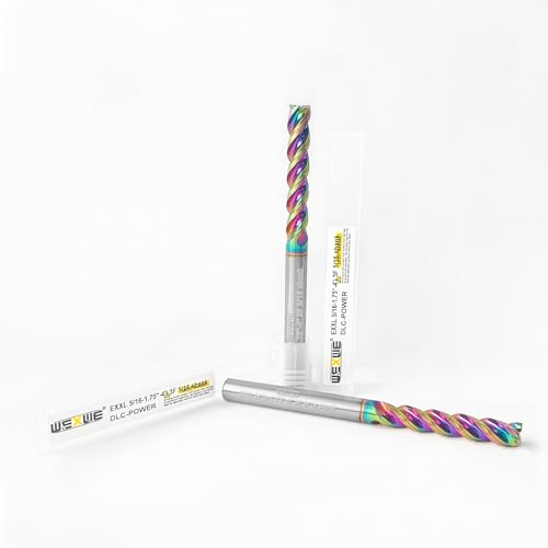 Tools 5/16” Extra Long Carbide Square End Mill for Aluminum, Copper Alloy, Plastic, 4" Overall Length End Mill Bits, 3 Flute HRC 62 Deg DLC Coating, CNC Router Bits 5/16 Shank (5/16-4" 2PCS) - size: DLC EXXL 5/16-4" 2PC