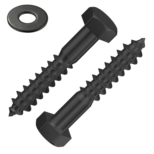 Wensilon Lag Screws Wood Screws,(70PCS, 1/4" x1-1/4, Black) Hex Head Lag Bolts,(6x30) Heavy Duty Lag Screws,304 Stainless Steel Bolts 18-8 - color: Black, size: 1/4"x1-1/4"
