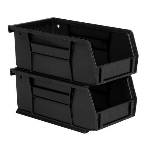 7.5" x 4" x 3" (12 Pack) Plastic Stackable Storage Bin, Black - color: Black, size: 12 Pack